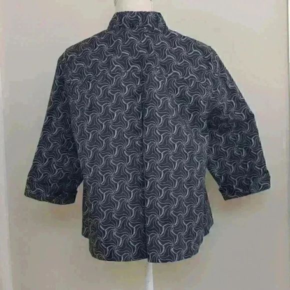 XL CJ Banks Women's 3/4 Sleeve Abstract Button Up Jacket 100% Cotton - Picture 13 of 13